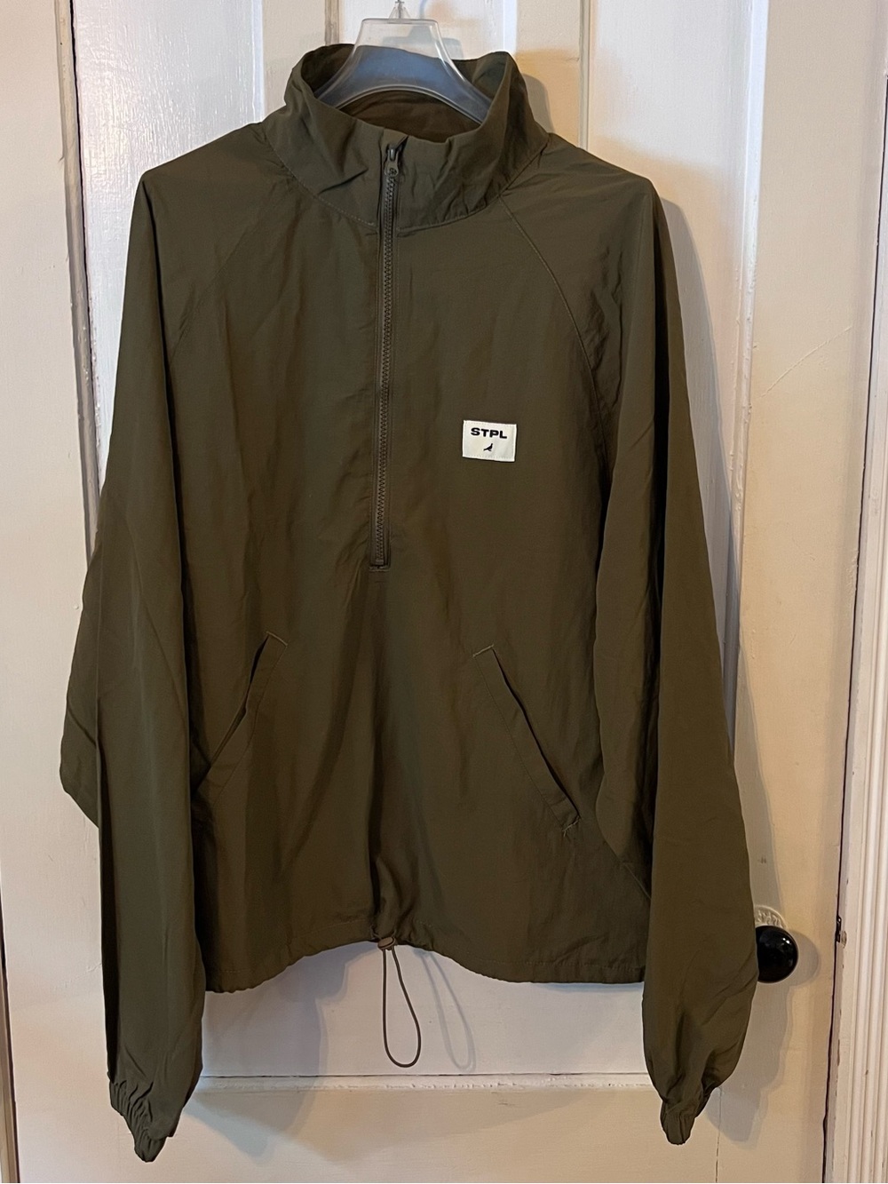 Staple Pigeon STPL Olive Green Windbreaker Jacket - Half-Zip Front